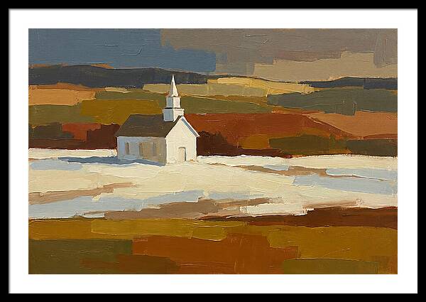 White Country Church Under Clouds