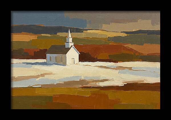 White Country Church Under Clouds