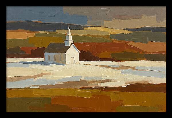 White Country Church Under Clouds