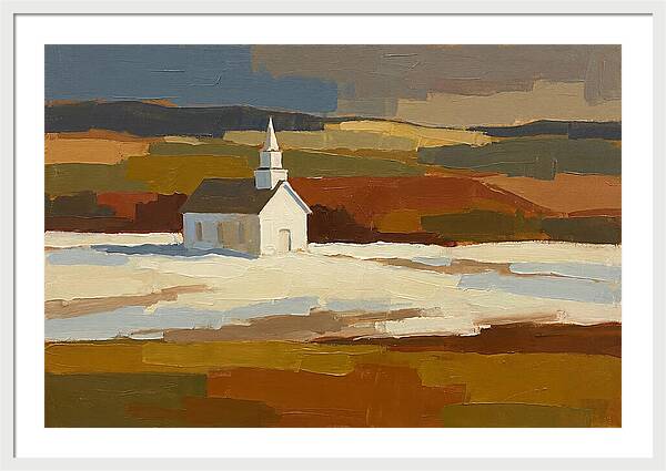 White Country Church Under Clouds