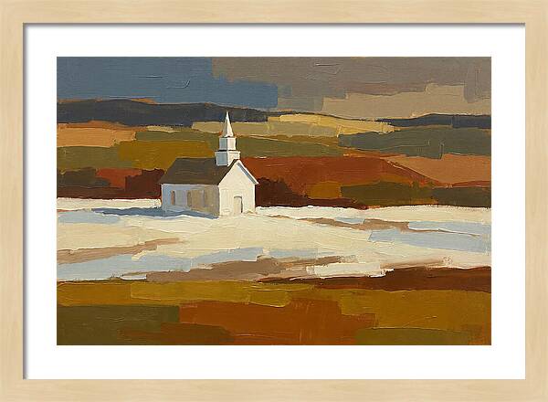 White Country Church Under Clouds