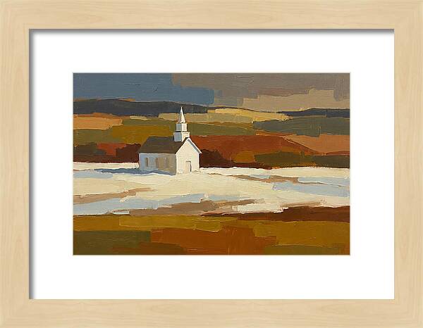 White Country Church Under Clouds
