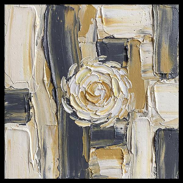 White Daisy In Palette Knife Style