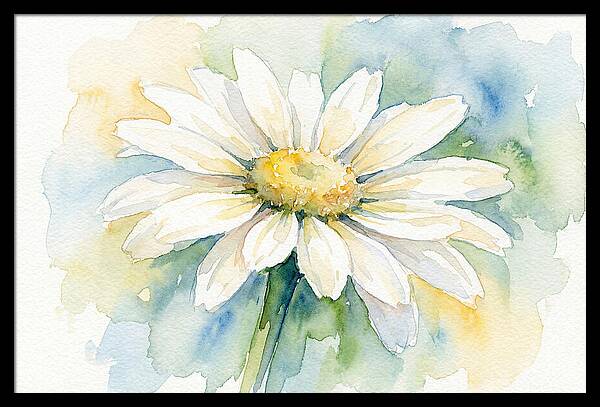 White Daisy Watercolor Bloom