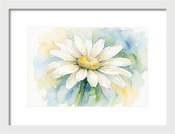 White Daisy Watercolor Bloom