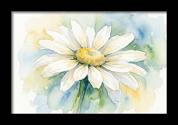 White Daisy Watercolor Bloom