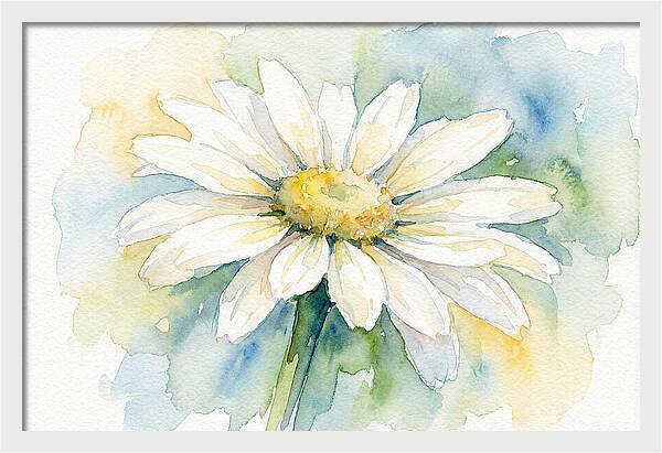White Daisy Watercolor Bloom