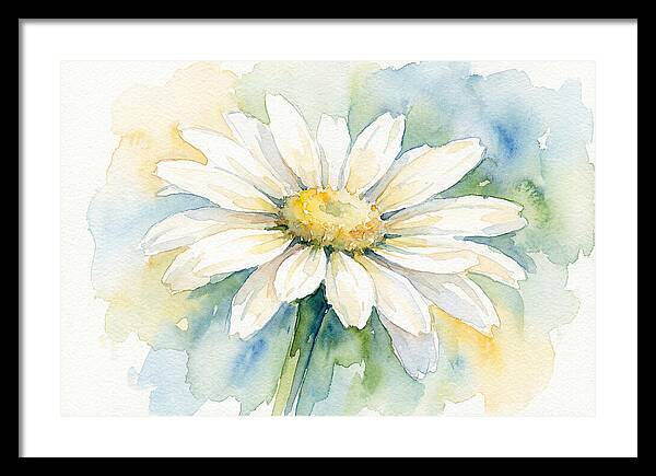 White Daisy Watercolor Bloom