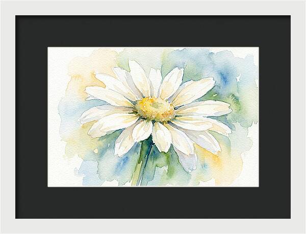 White Daisy Watercolor Bloom
