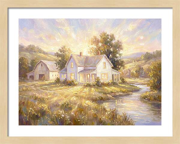 White Farmhouse At Dusk