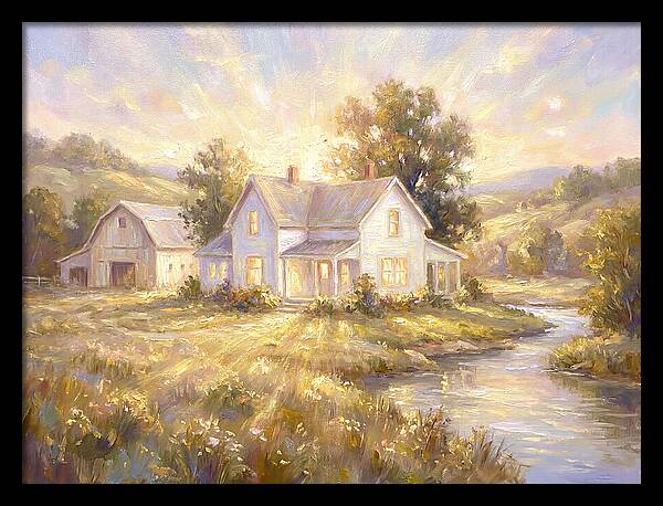 White Farmhouse At Dusk