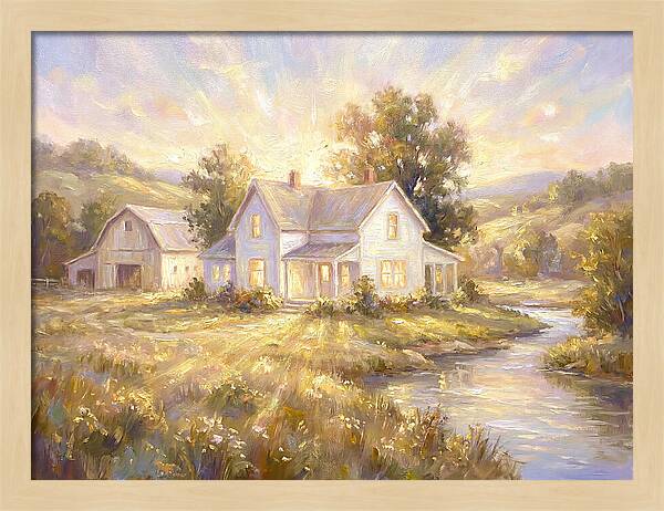 White Farmhouse At Dusk