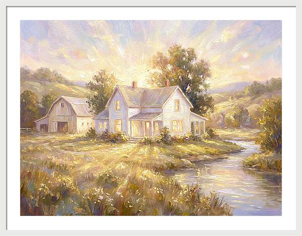 White Farmhouse At Dusk