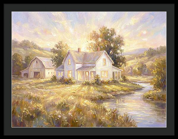 White Farmhouse At Dusk