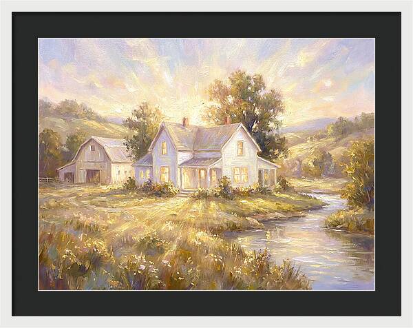 White Farmhouse At Dusk
