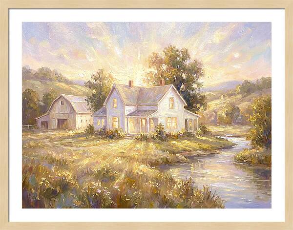 White Farmhouse At Dusk