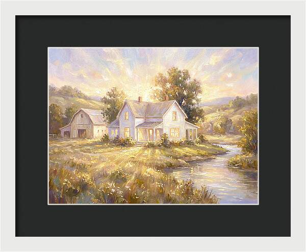 White Farmhouse At Dusk
