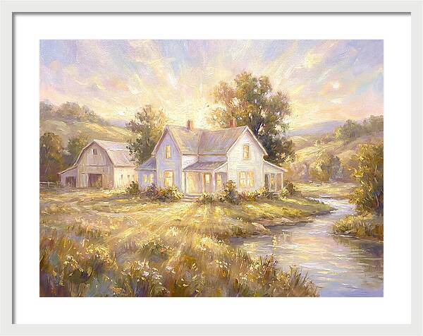 White Farmhouse At Dusk