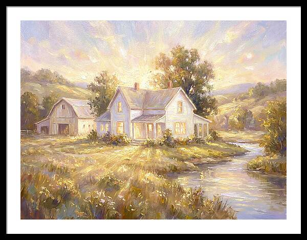 White Farmhouse At Dusk