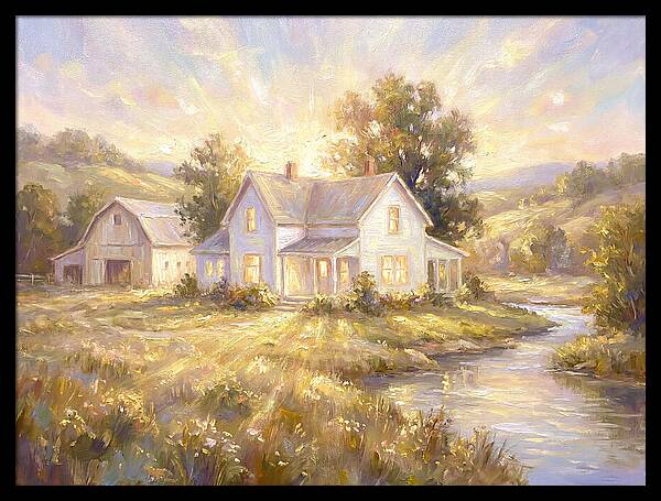 White Farmhouse At Dusk