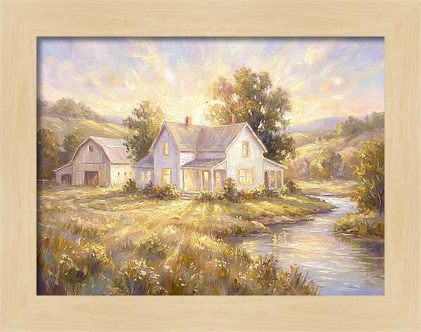 White Farmhouse At Dusk