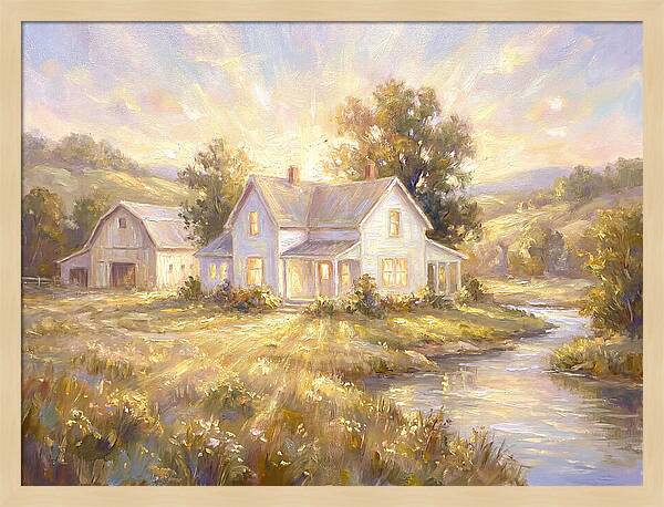 White Farmhouse At Dusk