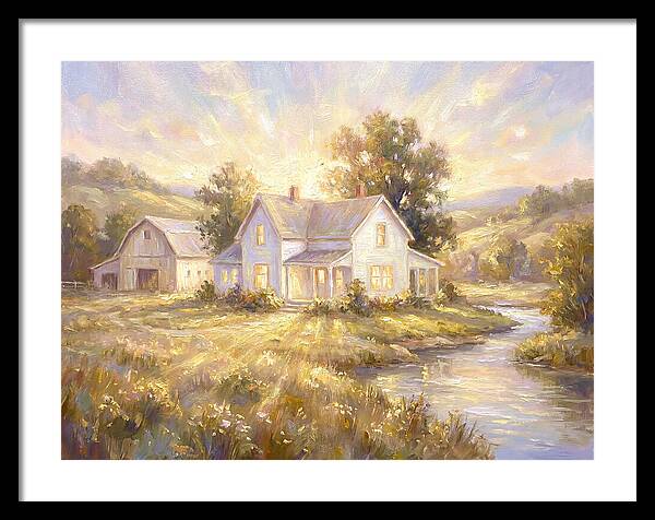 White Farmhouse At Dusk