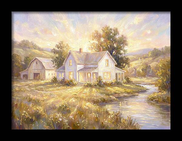 White Farmhouse At Dusk