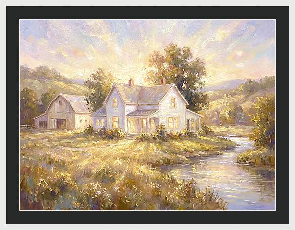 White Farmhouse At Dusk
