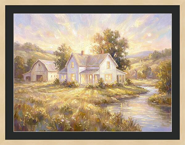 White Farmhouse At Dusk