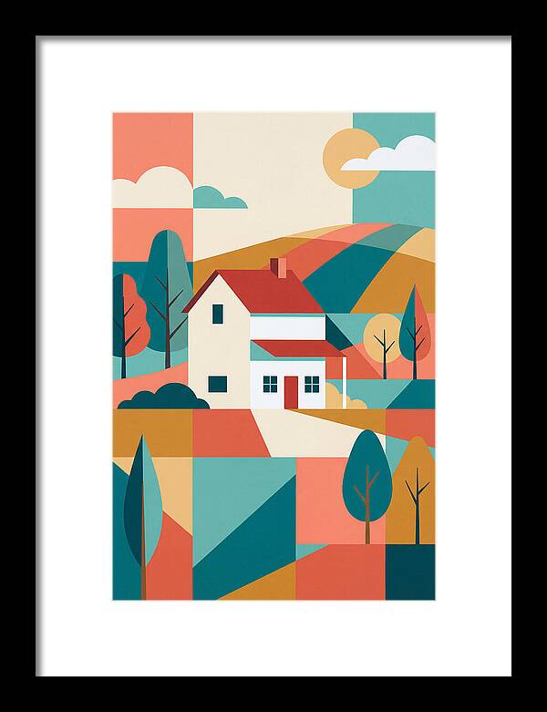 White Farmhouse In Colorful Landscape