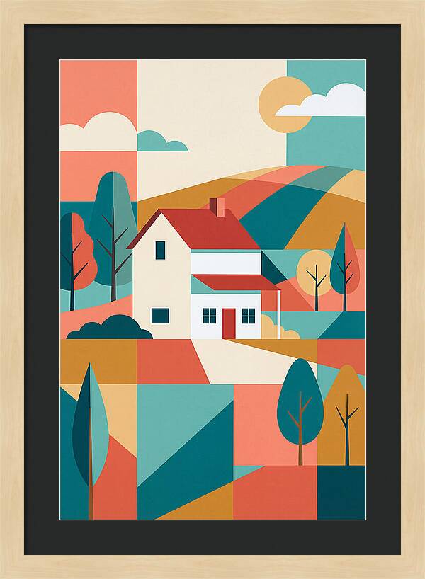 White Farmhouse In Colorful Landscape