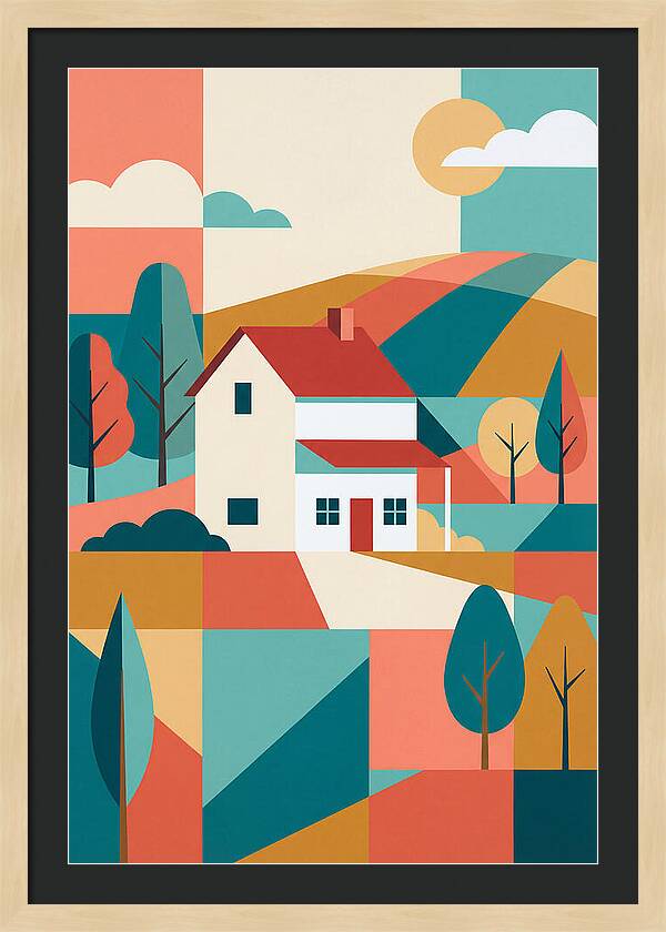 White Farmhouse In Colorful Landscape