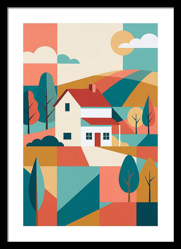 White Farmhouse In Colorful Landscape