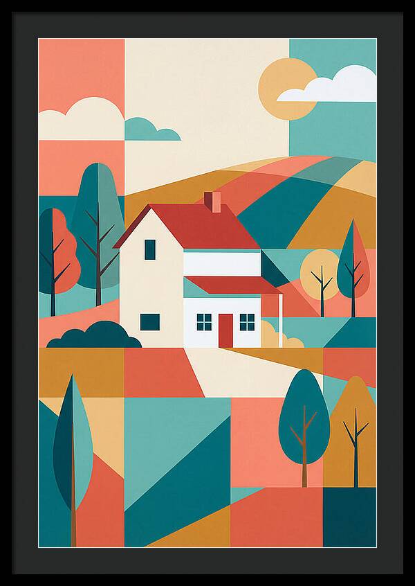 White Farmhouse In Colorful Landscape