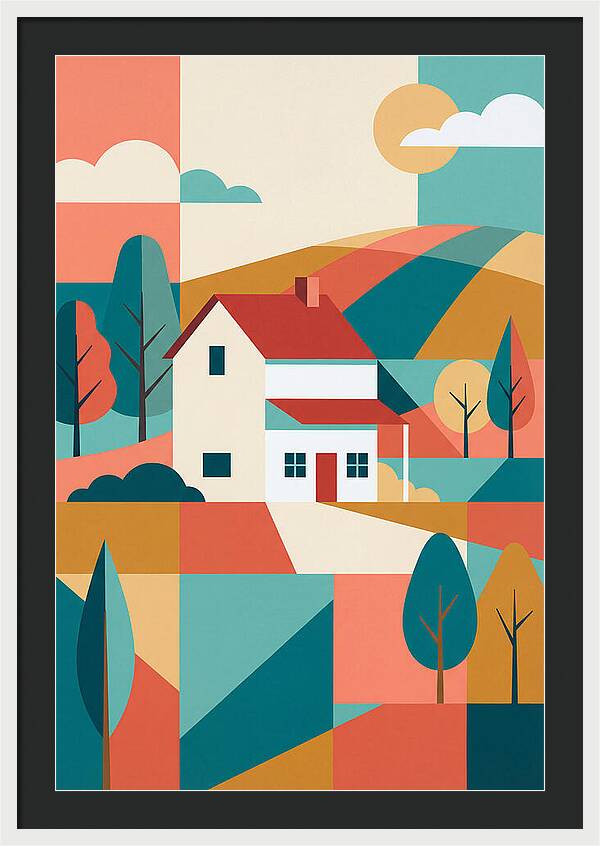 White Farmhouse In Colorful Landscape