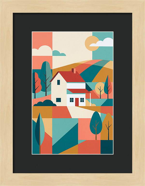 White Farmhouse In Colorful Landscape
