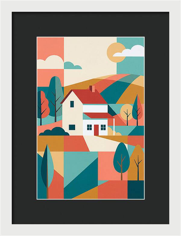 White Farmhouse In Colorful Landscape