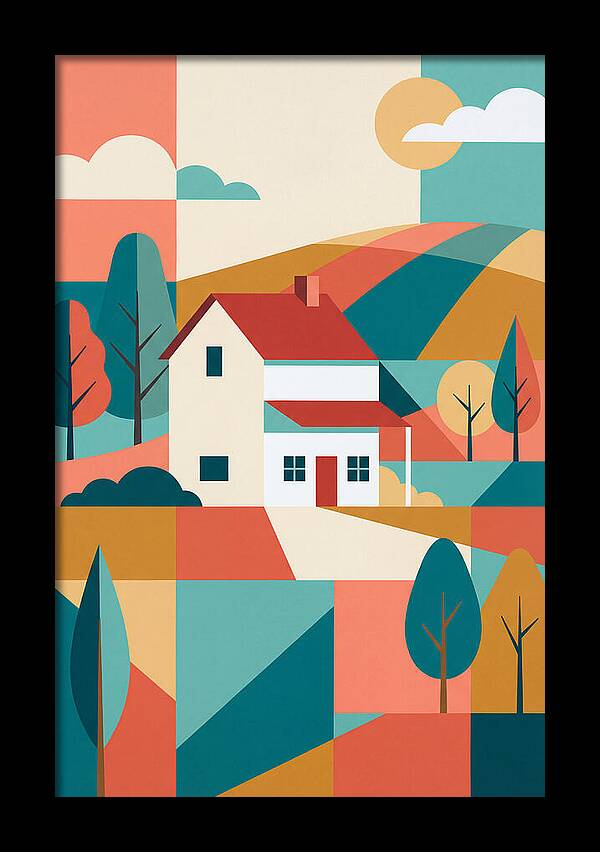 White Farmhouse In Colorful Landscape