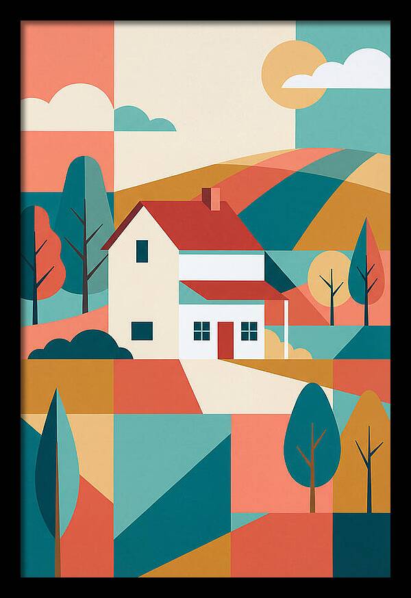 White Farmhouse In Colorful Landscape