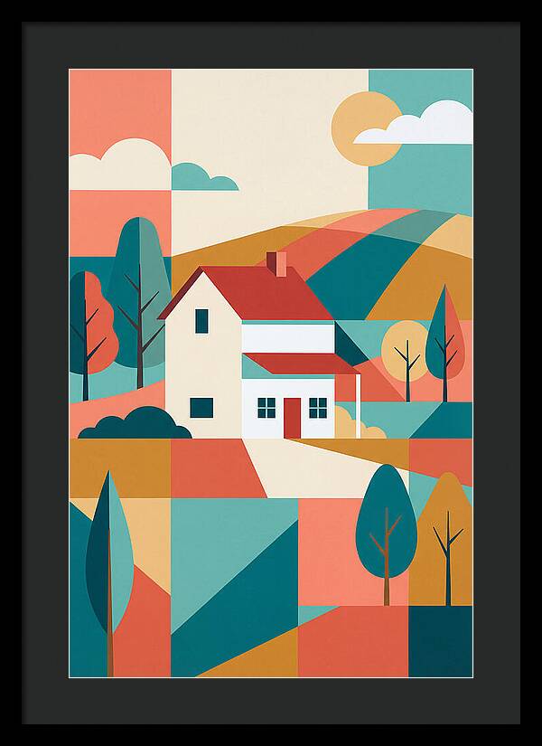 White Farmhouse In Colorful Landscape