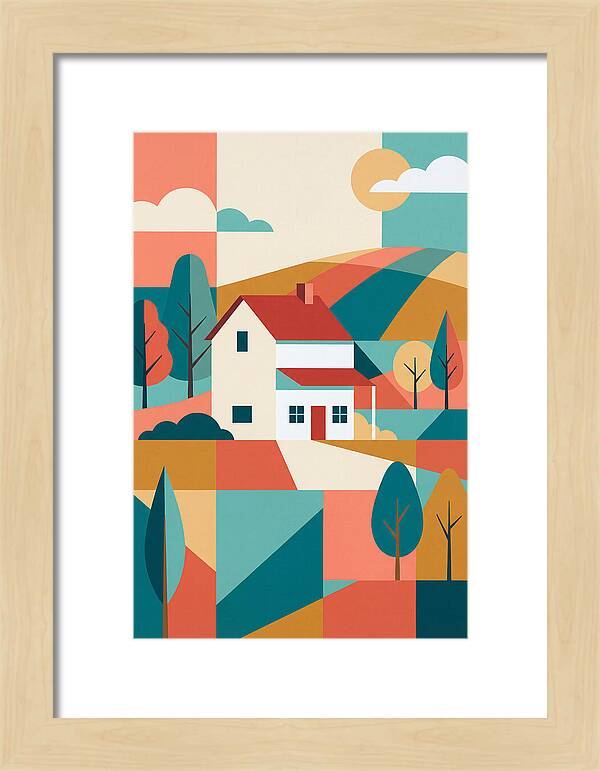 White Farmhouse In Colorful Landscape