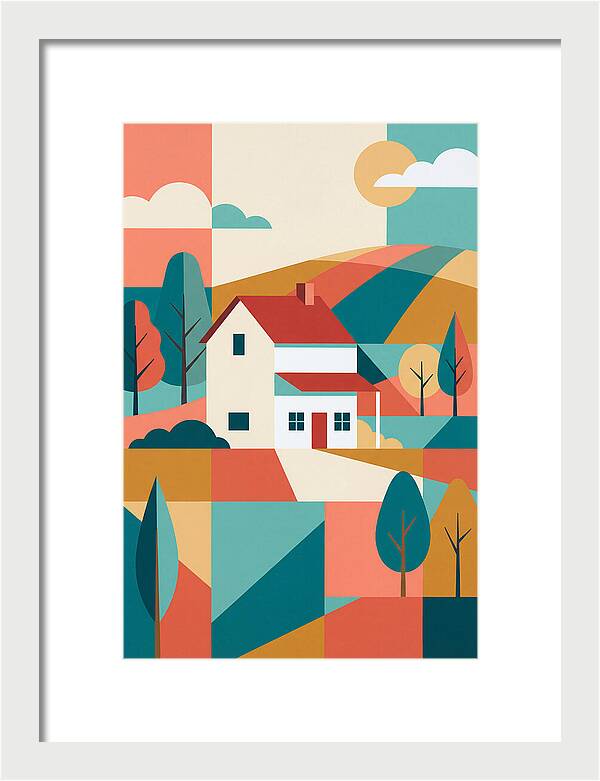 White Farmhouse In Colorful Landscape