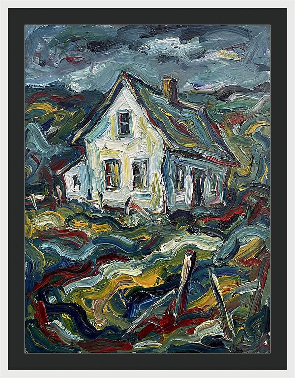 White Farmhouse In Expressionist Style