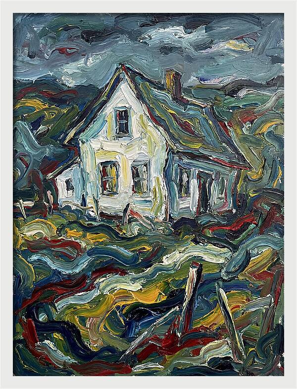 White Farmhouse In Expressionist Style