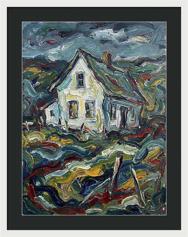 White Farmhouse In Expressionist Style