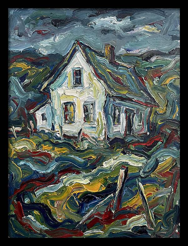 White Farmhouse In Expressionist Style
