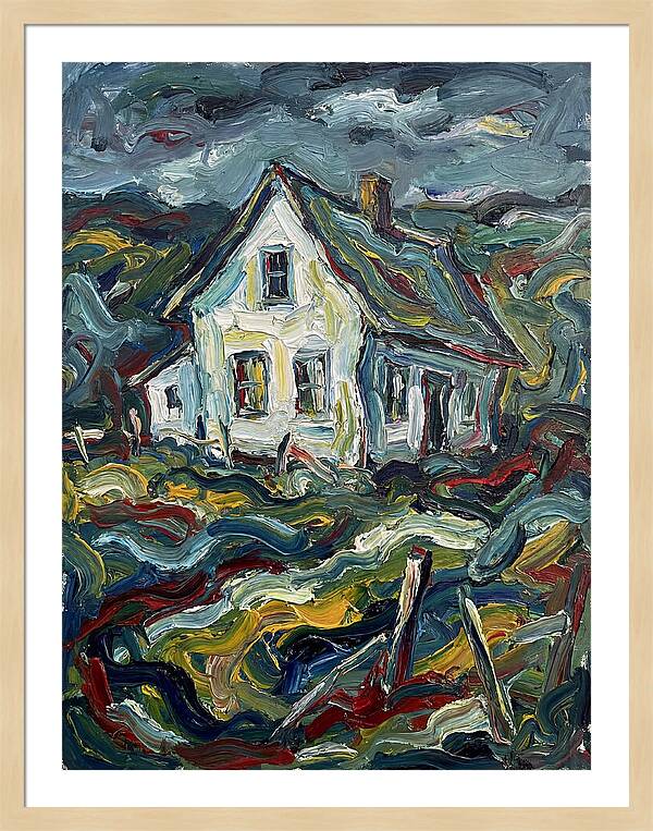 White Farmhouse In Expressionist Style