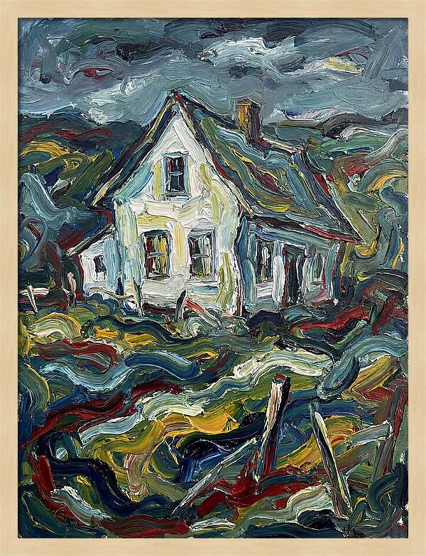 White Farmhouse In Expressionist Style