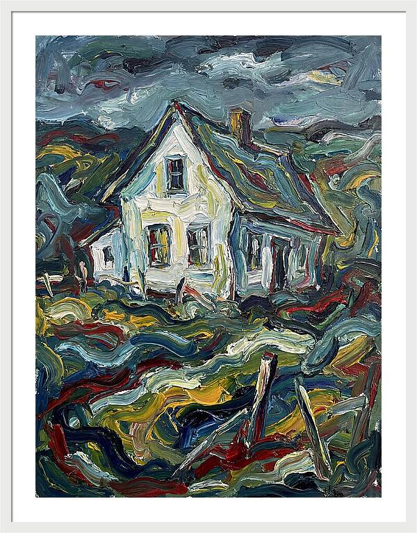 White Farmhouse In Expressionist Style